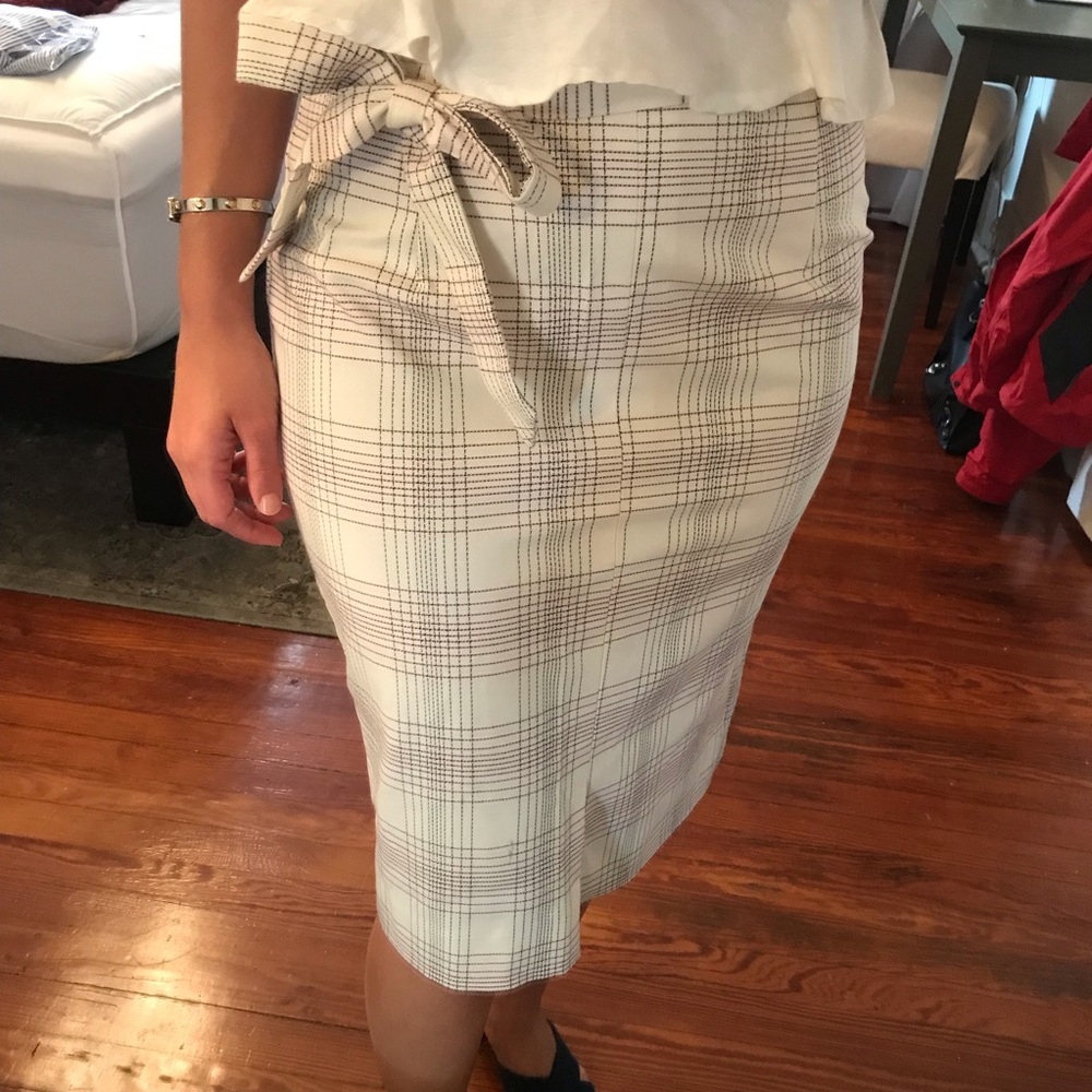 ASOS plaid pencil skirt with tie waist